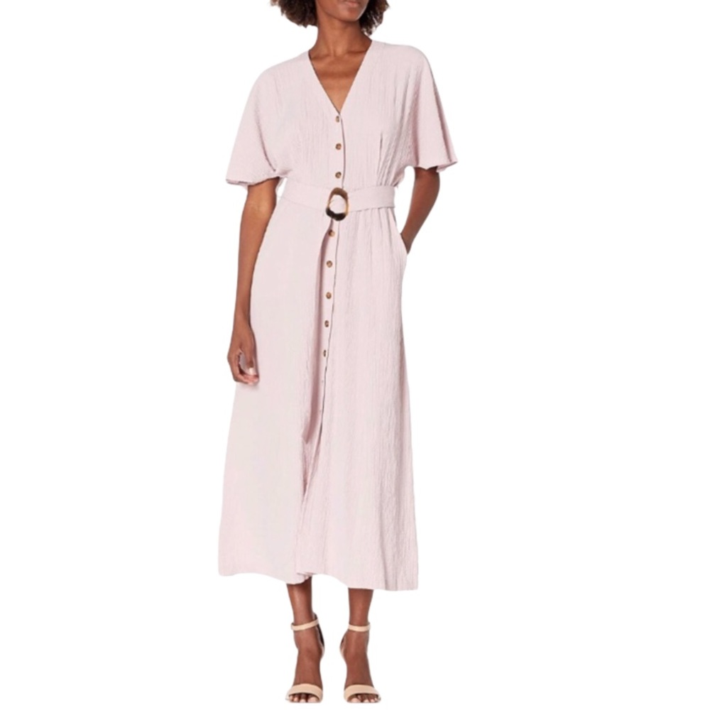 Calvin Klein VNeck Maxi with Buttons & Belt - Picture 2 of 6